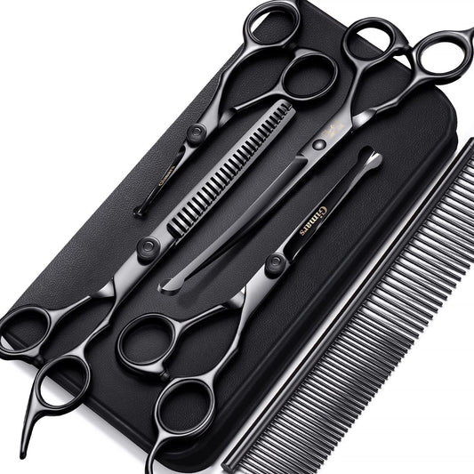 7Inch Professional 4CR Stainless Steel 6 in 1 Grooming Scissors for Dogs with Safety round Tip, Heavy Duty Titanium Coated Pet Grooming Scissor for Dogs, Cats and Other Animals - pet needs7111818808237Inch Professional 4CR Stainless Steel 6 in 1 Grooming Scissors for Dogs with Safety round Tip, Heavy Duty Titanium Coated Pet Grooming Scissor for Dogs, Cats and Other Animals7Inch Round Tip 6 In 1 Professionalpet needs
