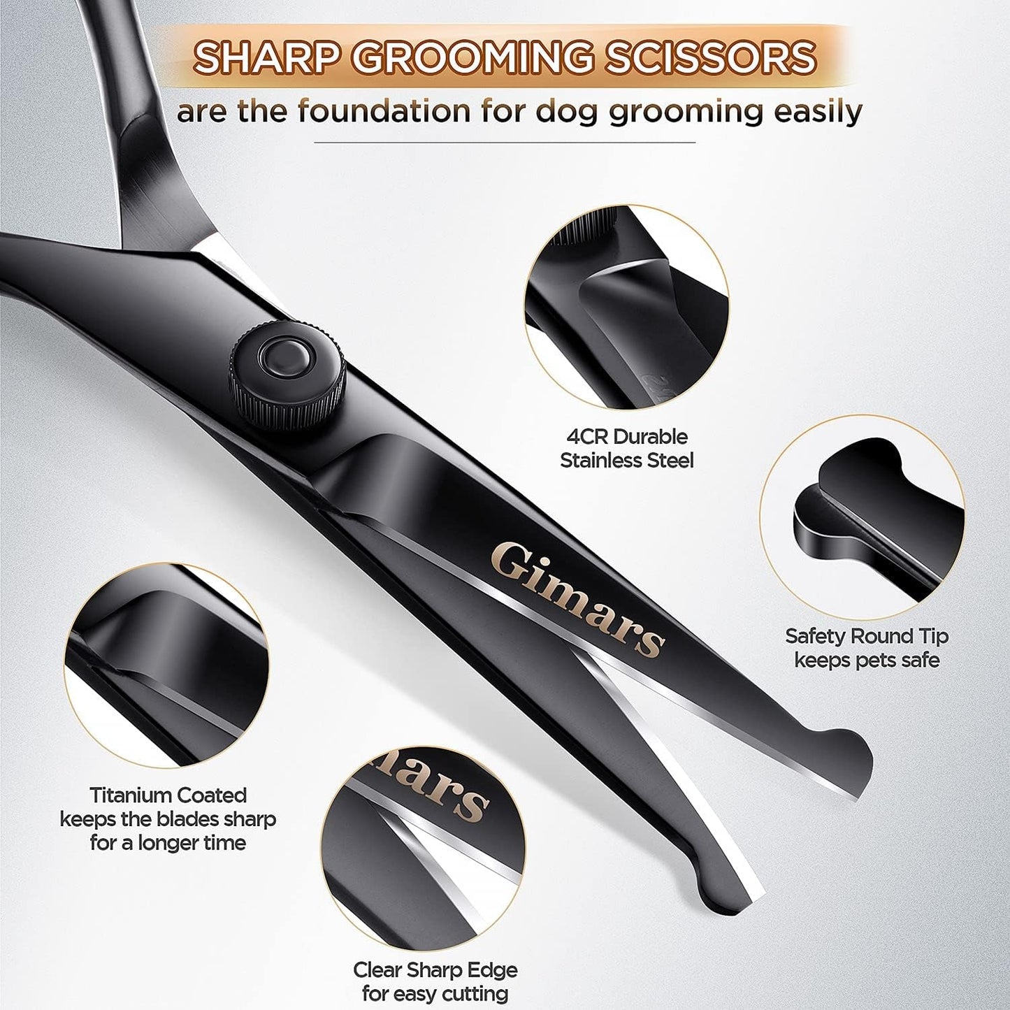 7Inch Professional 4CR Stainless Steel 6 in 1 Grooming Scissors for Dogs with Safety round Tip, Heavy Duty Titanium Coated Pet Grooming Scissor for Dogs, Cats and Other Animals - pet needs7111818808237Inch Professional 4CR Stainless Steel 6 in 1 Grooming Scissors for Dogs with Safety round Tip, Heavy Duty Titanium Coated Pet Grooming Scissor for Dogs, Cats and Other Animals7Inch Round Tip 6 In 1 Professionalpet needs