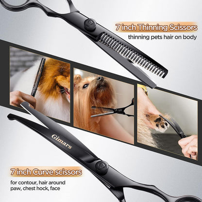 7Inch Professional 4CR Stainless Steel 6 in 1 Grooming Scissors for Dogs with Safety round Tip, Heavy Duty Titanium Coated Pet Grooming Scissor for Dogs, Cats and Other Animals - pet needs7111818808237Inch Professional 4CR Stainless Steel 6 in 1 Grooming Scissors for Dogs with Safety round Tip, Heavy Duty Titanium Coated Pet Grooming Scissor for Dogs, Cats and Other Animals7Inch Round Tip 6 In 1 Professionalpet needs