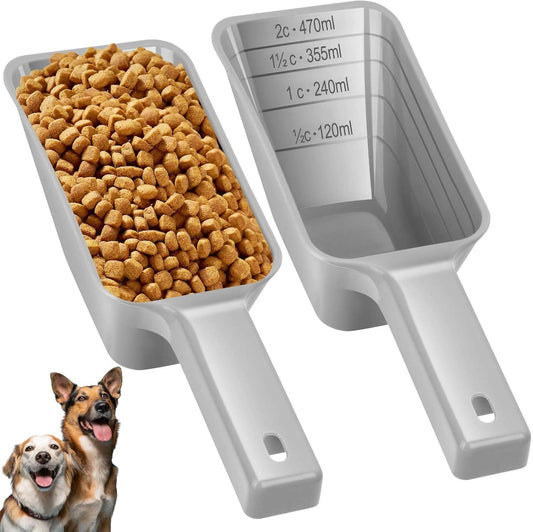 2 Cup Dog Food Scoop(2 Pack), Plastic Pet Food Scoop with Measuring Lines For...