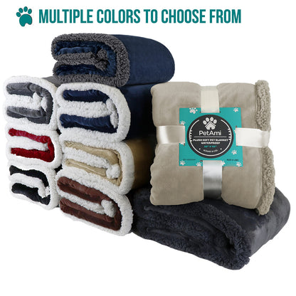 Washable Pet Blanket Fleece Dog Cat Bed Soft Sherpa Reversible Dog Blanket Warm