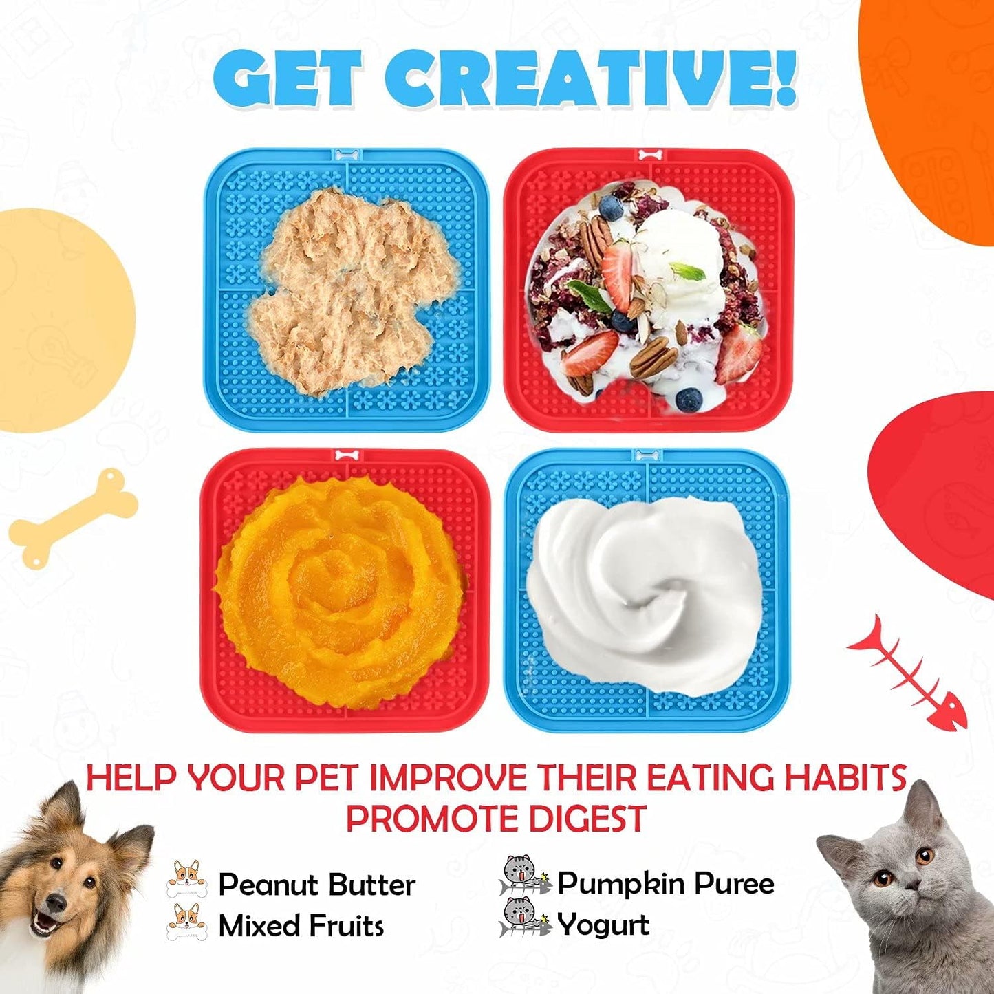 Dog Slow Feeders Helps Reduce Boredom & Anxiety丨Feeder Mat for Yogurt or Peanut Butter丨Dog Puzzle Toy Alternative to a Slow Feeder Dog Bowl丨Interactive Dog Toy Help for Nail Trimming丨Bathing