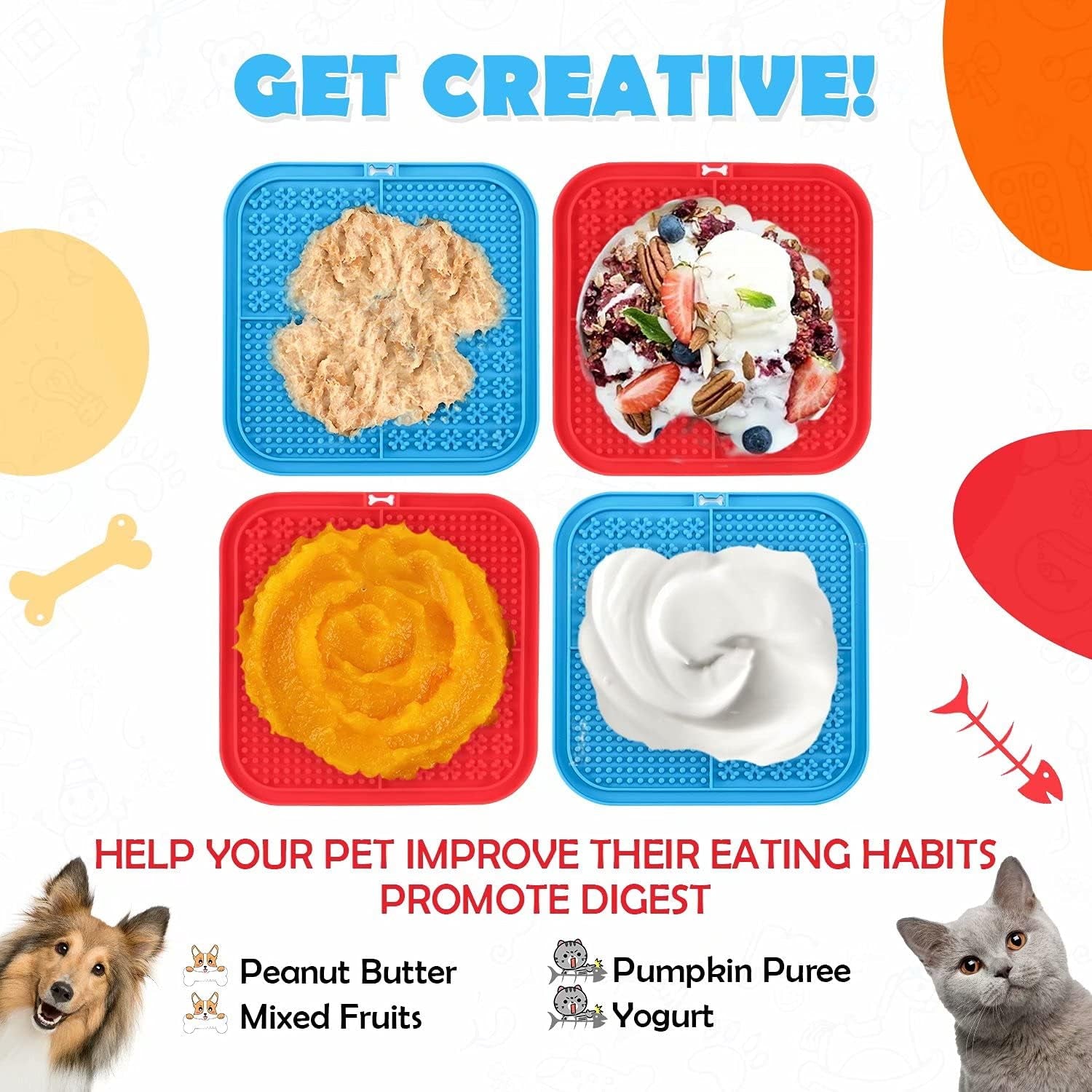 Dog Slow Feeders Helps Reduce Boredom & Anxiety丨Feeder Mat for Yogurt or Peanut Butter丨Dog Puzzle Toy Alternative to a Slow Feeder Dog Bowl丨Interactive Dog Toy Help for Nail Trimming丨Bathing