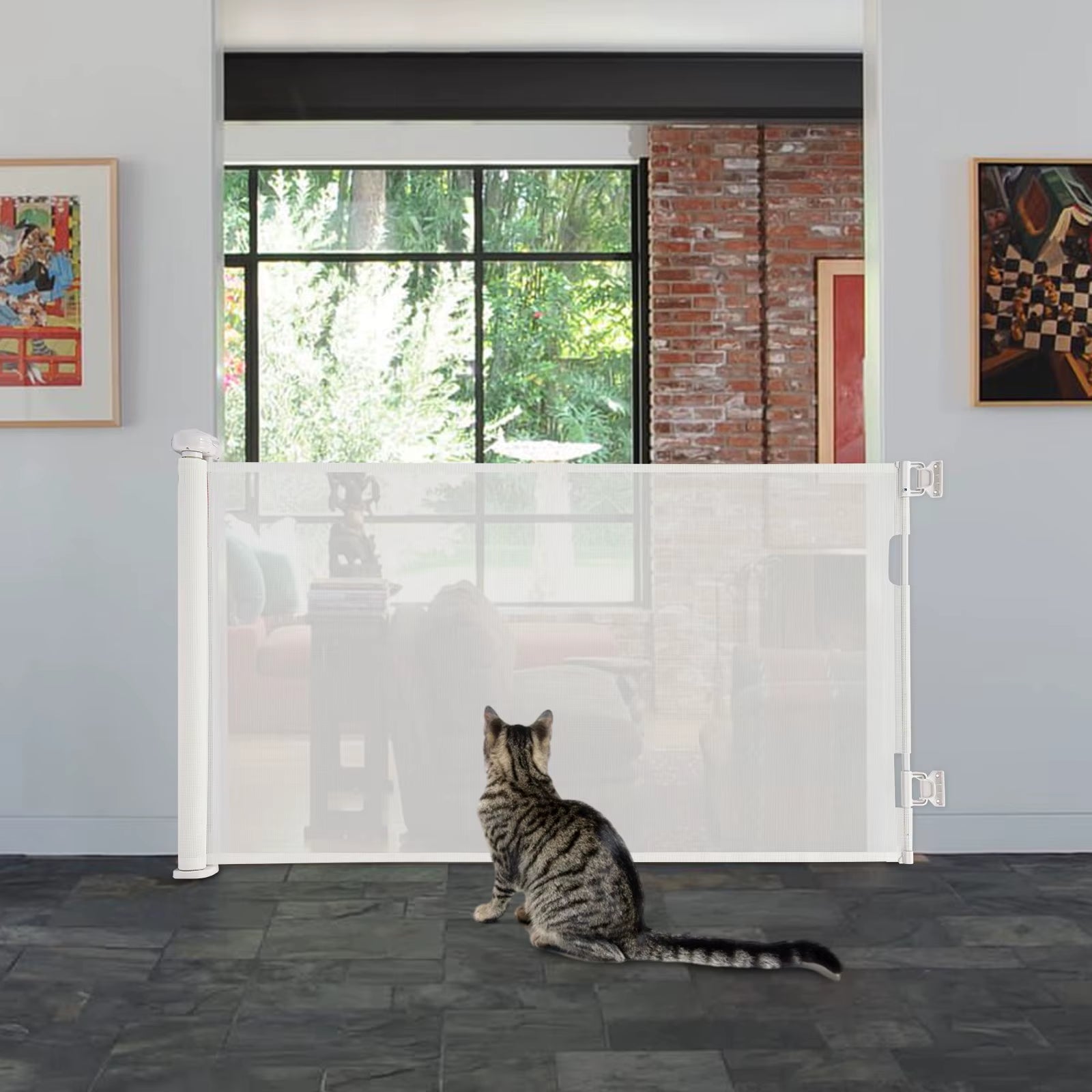 Adjustable Temperature Pet Gate Retractable Baby Gate Pet Gate for Stairs, Corridors, Bedrooms - pet needs313048947924Adjustable Temperature Pet Gate Retractable Baby Gate Pet Gate for Stairs, Corridors, BedroomsWhitepet needs