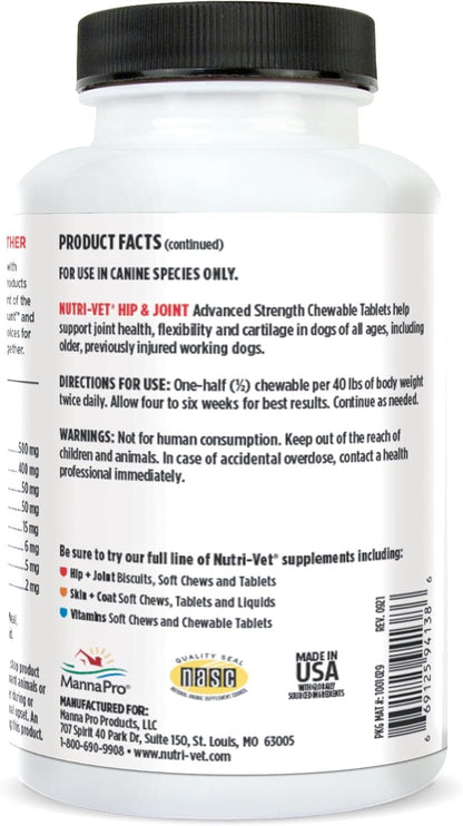 Advanced Strength Hip & Joint Chewable Dog Supplements - Formulated with Glucosamine & Chondroitin to Support Dog Cartilage & Mobility - 150 Tablets - pet needs7445017299246Advanced Strength Hip & Joint Chewable Dog Supplements - Formulated with Glucosamine & Chondroitin to Support Dog Cartilage & Mobility - 150 Tablets150 Ctpet needs