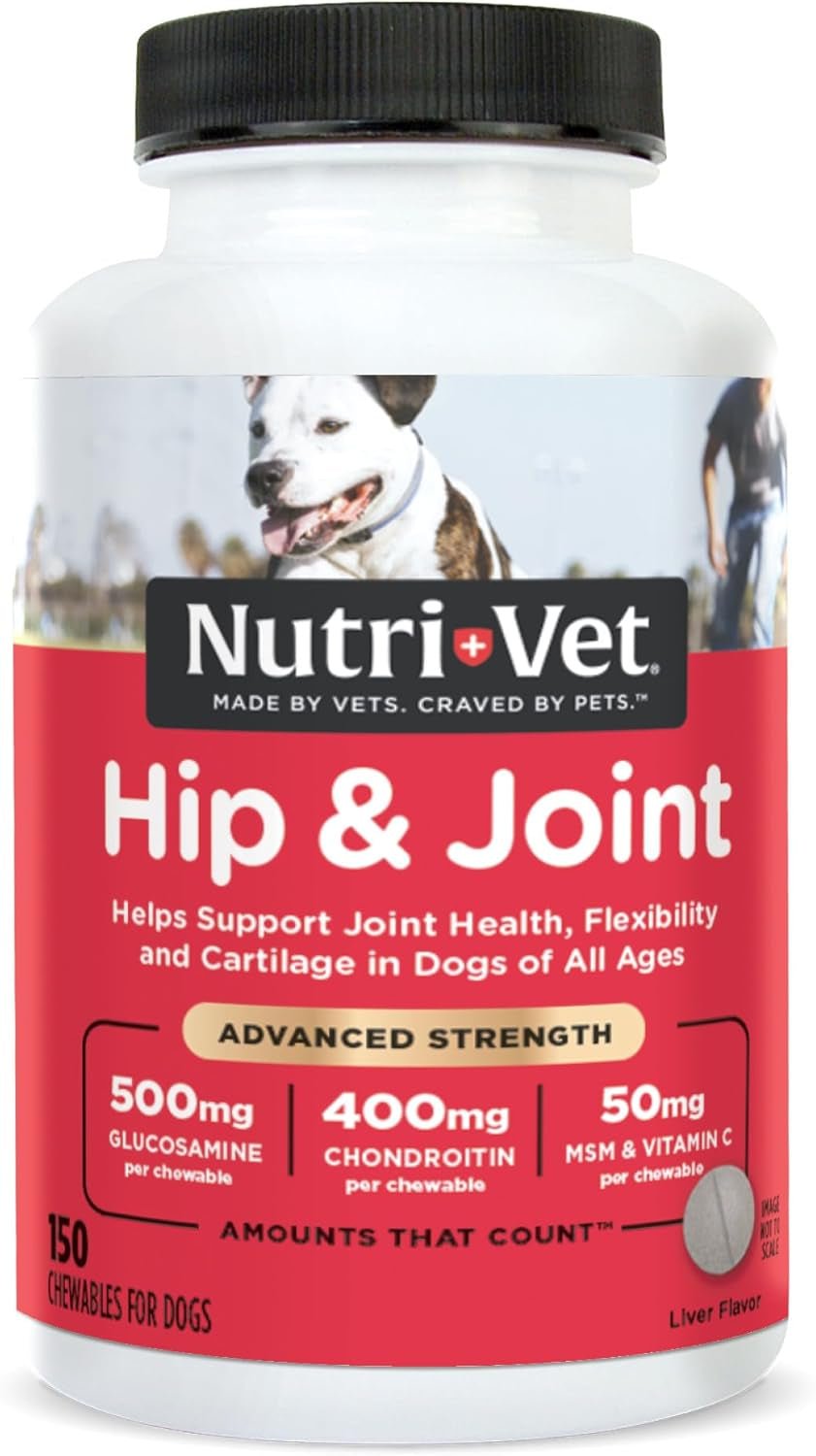 Advanced Strength Hip & Joint Chewable Dog Supplements - Formulated with Glucosamine & Chondroitin to Support Dog Cartilage & Mobility - 150 Tablets - pet needs7445017299246Advanced Strength Hip & Joint Chewable Dog Supplements - Formulated with Glucosamine & Chondroitin to Support Dog Cartilage & Mobility - 150 Tablets150 Ctpet needs