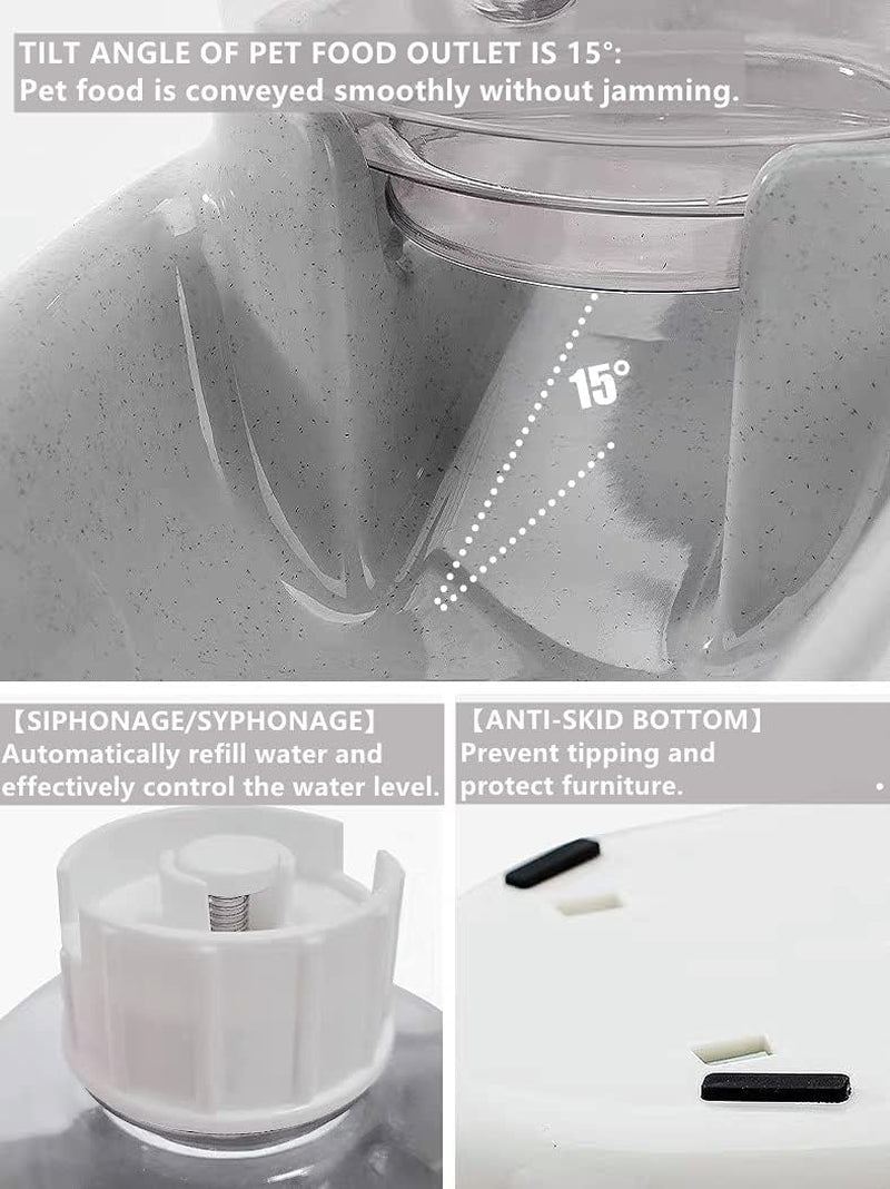 Cat/Dog High Capacity Feeder and Water Dispenser Set, Natural Gravity without Electricity, Water Storage Capacity 3.8L, Grain Storage Capacity 2.1Kg, Green
