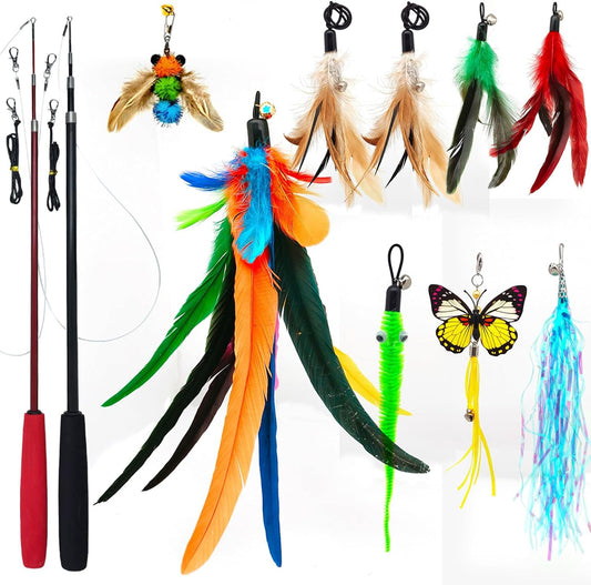 Cat Toys Interactive for Indoor Cats, 2PCS Ultra-Long Teaser(50"+38"