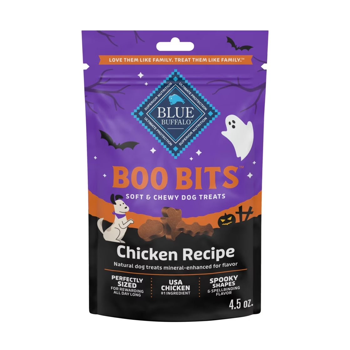 Boo Bits Soft & Chewy Halloween Dog Treats, Tasty Chicken Recipe, 4.5 - Oz Bag - pet needs711181193183Boo Bits Soft & Chewy Halloween Dog Treats, Tasty Chicken Recipe, 4.5 - Oz Bag1pet needs