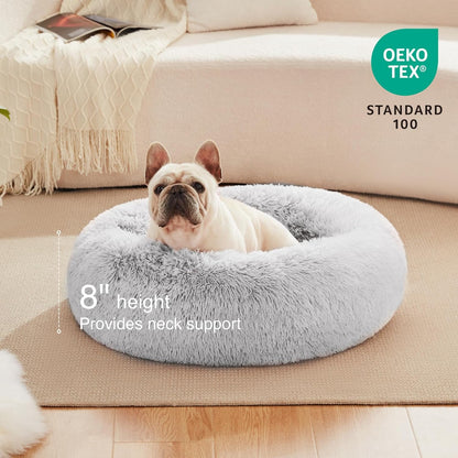 Calming Cat Bed for Indoor Cats,Anti - Anxiety Donut round Dog Bed,Fluffy Faux Fur Washable Pet Bed for Small Medium Dogs and Cats,Grey,24In - pet needs7445029741764Calming Cat Bed for Indoor Cats,Anti - Anxiety Donut round Dog Bed,Fluffy Faux Fur Washable Pet Bed for Small Medium Dogs and Cats,Grey,24InLight Grey24"24"pet needs