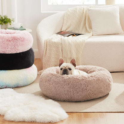 Calming Cat Bed for Indoor Cats,Anti - Anxiety Donut round Dog Bed,Fluffy Faux Fur Washable Pet Bed for Small Medium Dogs and Cats,Grey,24In - pet needs7445029741764Calming Cat Bed for Indoor Cats,Anti - Anxiety Donut round Dog Bed,Fluffy Faux Fur Washable Pet Bed for Small Medium Dogs and Cats,Grey,24InLight Grey24"24"pet needs