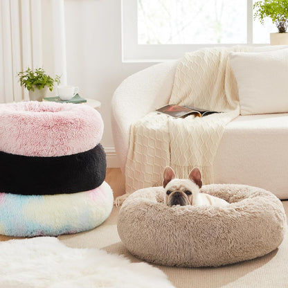 Calming Cat Bed for Indoor Cats,Anti - Anxiety Donut round Dog Bed,Fluffy Faux Fur Washable Pet Bed for Small Medium Dogs and Cats,Taupe,24In - pet needs705353613715Calming Cat Bed for Indoor Cats,Anti - Anxiety Donut round Dog Bed,Fluffy Faux Fur Washable Pet Bed for Small Medium Dogs and Cats,Taupe,24InBeige Taupe24"24"pet needs
