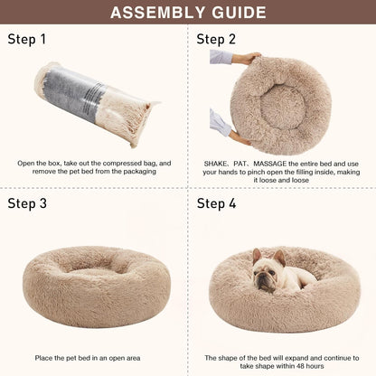 Calming Cat Bed for Indoor Cats,Anti - Anxiety Donut round Dog Bed,Fluffy Faux Fur Washable Pet Bed for Small Medium Dogs and Cats,Taupe,24In - pet needs705353613715Calming Cat Bed for Indoor Cats,Anti - Anxiety Donut round Dog Bed,Fluffy Faux Fur Washable Pet Bed for Small Medium Dogs and Cats,Taupe,24InBeige Taupe24"24"pet needs