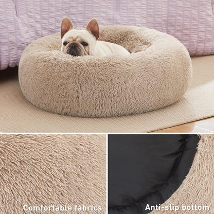 Calming Cat Bed for Indoor Cats,Anti - Anxiety Donut round Dog Bed,Fluffy Faux Fur Washable Pet Bed for Small Medium Dogs and Cats,Taupe,24In - pet needs705353613715Calming Cat Bed for Indoor Cats,Anti - Anxiety Donut round Dog Bed,Fluffy Faux Fur Washable Pet Bed for Small Medium Dogs and Cats,Taupe,24InBeige Taupe24"24"pet needs
