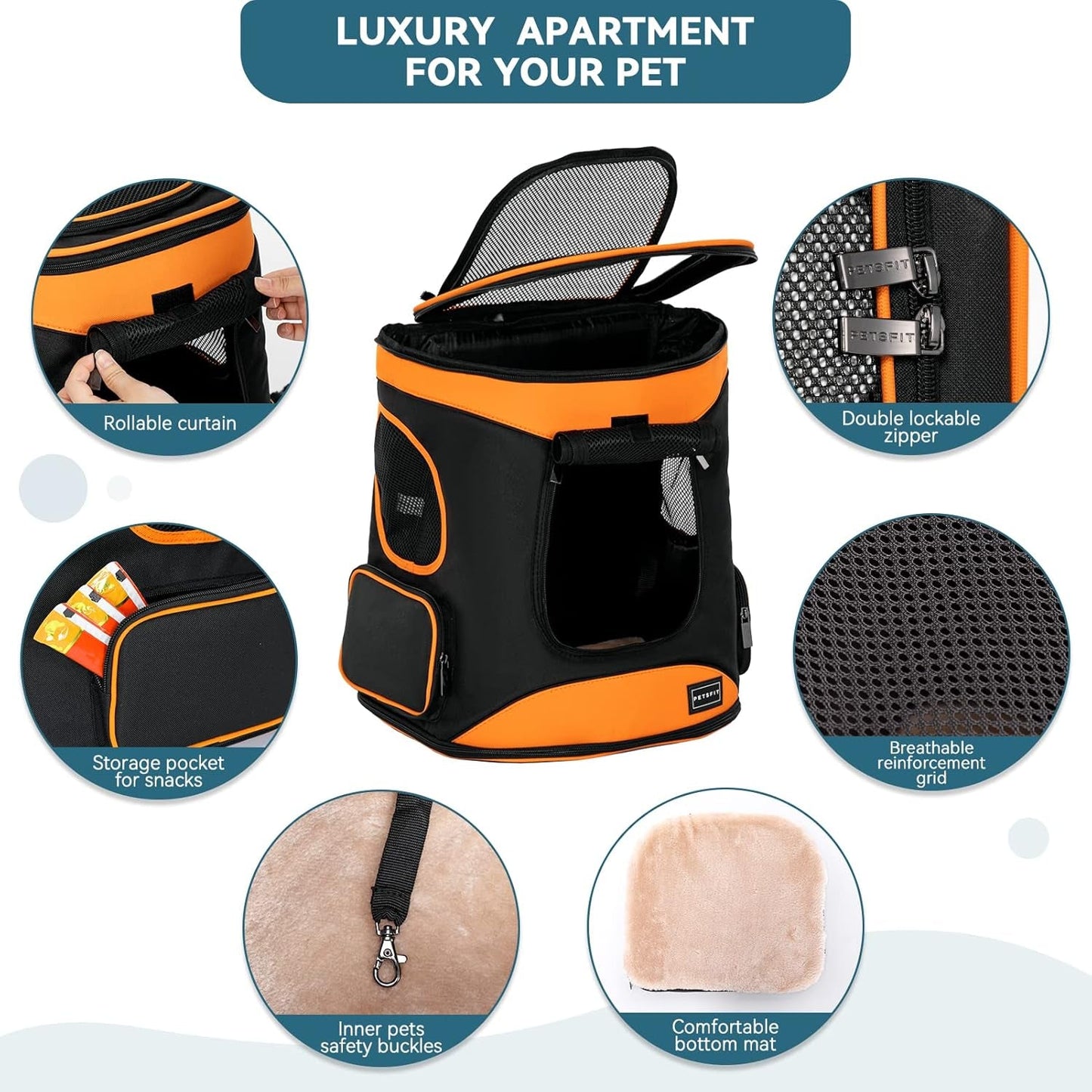 Cat Backpack Carrier Easy - Fit Dog Travel Backpack Carrier for Hiking Walking Cycling Suitable for Small Medium Dogs Cats and Rabbits up to 22 Pounds, Orange - pet needs7445057956963Cat Backpack Carrier Easy - Fit Dog Travel Backpack Carrier for Hiking Walking Cycling Suitable for Small Medium Dogs Cats and Rabbits up to 22 Pounds, OrangeOrangepet needs