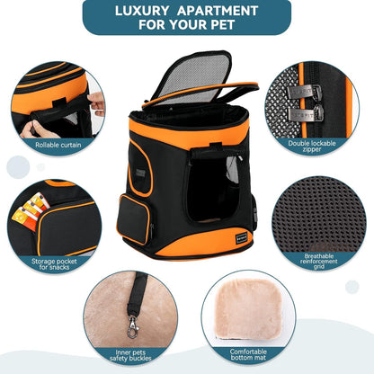 Cat Backpack Carrier Easy - Fit Dog Travel Backpack Carrier for Hiking Walking Cycling Suitable for Small Medium Dogs Cats and Rabbits up to 22 Pounds, Orange - pet needs7445057956963Cat Backpack Carrier Easy - Fit Dog Travel Backpack Carrier for Hiking Walking Cycling Suitable for Small Medium Dogs Cats and Rabbits up to 22 Pounds, OrangeOrangepet needs