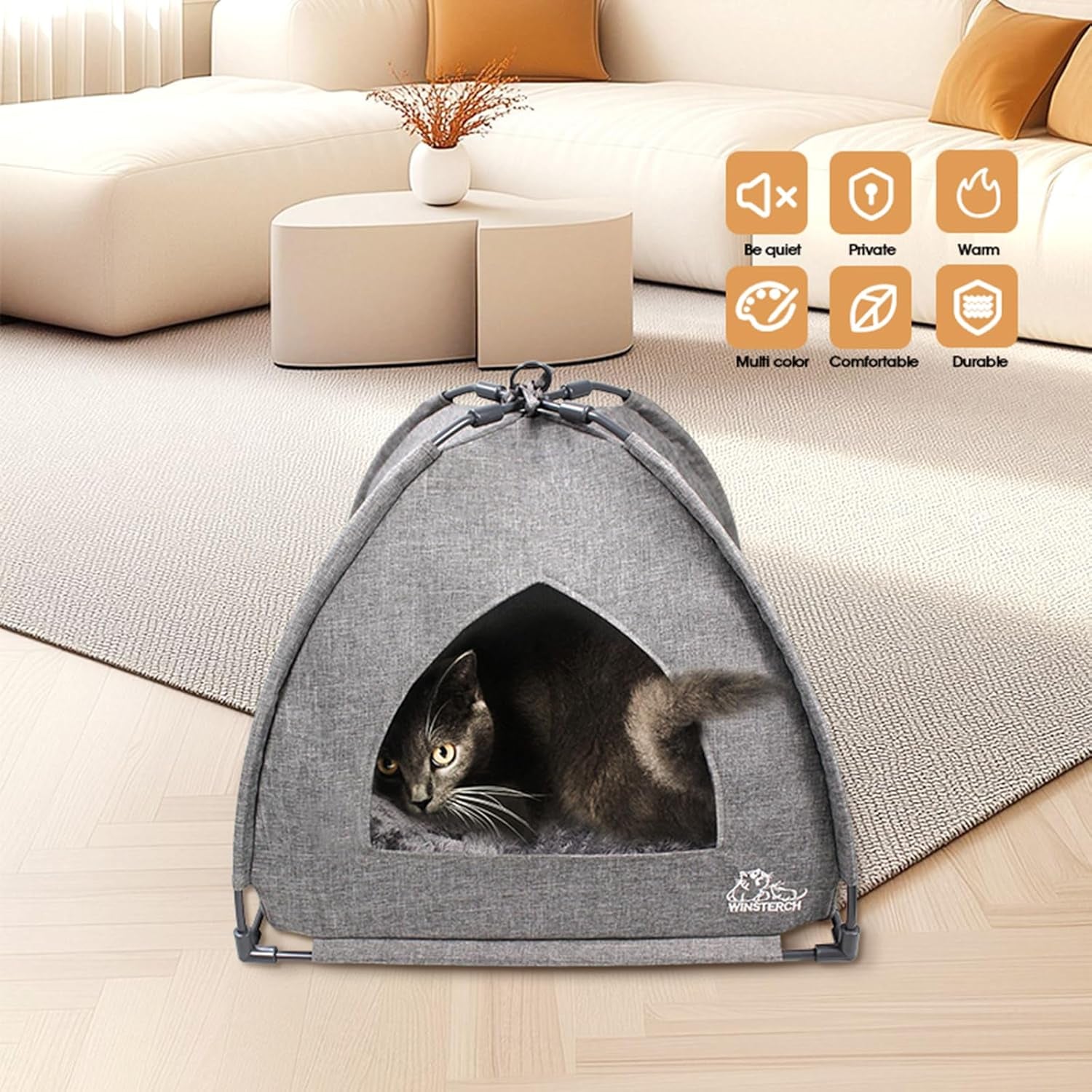 Cat Beds for Indoor Cats,Covered Cat Cave Bed with Removable Washable Pillow,Warming Cat Cave Bed Kitten Beds Small Pets Bed for Indoor Cats (18.5'' X 18.5'' X 15.8'', Grey) - pet needs726084858725Cat Beds for Indoor Cats,Covered Cat Cave Bed with Removable Washable Pillow,Warming Cat Cave Bed Kitten Beds Small Pets Bed for Indoor Cats (18.5'' X 18.5'' X 15.8'', Grey)Greypet needs