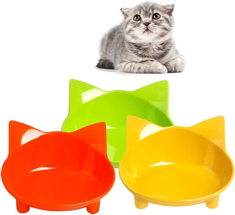 Cat Bowls, Non - Slip Food and Water Bowls for Cats & Dogs, Wide & Shallow Design to Prevent Whisker Fatigue, Safe Food - Grade Pet Dishes for Kittens, Puppies, Rabbits - pet needs313084378379Cat Bowls, Non - Slip Food and Water Bowls for Cats & Dogs, Wide & Shallow Design to Prevent Whisker Fatigue, Safe Food - Grade Pet Dishes for Kittens, Puppies, Rabbits3Yellow+Green+Orangepet needs