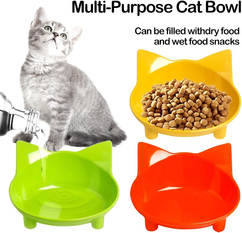 Cat Bowls, Non - Slip Food and Water Bowls for Cats & Dogs, Wide & Shallow Design to Prevent Whisker Fatigue, Safe Food - Grade Pet Dishes for Kittens, Puppies, Rabbits - pet needs313084378379Cat Bowls, Non - Slip Food and Water Bowls for Cats & Dogs, Wide & Shallow Design to Prevent Whisker Fatigue, Safe Food - Grade Pet Dishes for Kittens, Puppies, Rabbits3Yellow+Green+Orangepet needs