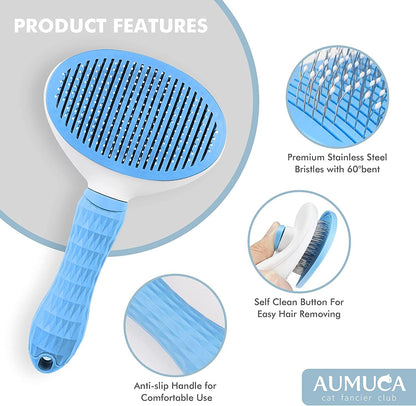 Cat Brush and Dog Brush, Cat Brush for Shedding and Grooming with Long or Short Hair Self Cleaning Slicker Brush - pet needs7445000704740Cat Brush and Dog Brush, Cat Brush for Shedding and Grooming with Long or Short Hair Self Cleaning Slicker Brushpet needs
