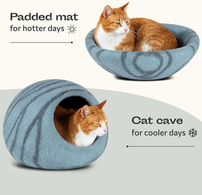 Cat Cave – Premium Felt Cat Bed for Indoor Cats, Handmade 100% Merino Wool (Aquamarine, Medium) - pet needs744110439908Cat Cave – Premium Felt Cat Bed for Indoor Cats, Handmade 100% Merino Wool (Aquamarine, Medium)AquamarineMediumMediumpet needs