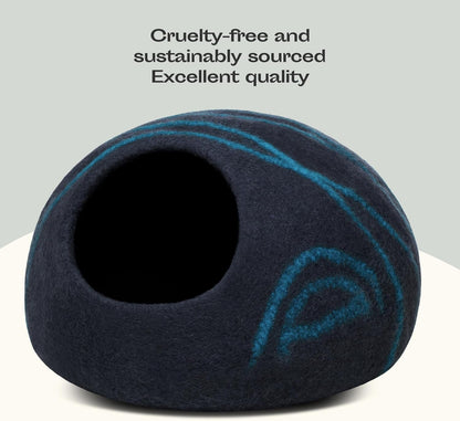 Cat Cave – Premium Felt Cat Bed for Indoor Cats, Handmade 100% Merino Wool (Large, Black Aqua) - pet needs705353045738Cat Cave – Premium Felt Cat Bed for Indoor Cats, Handmade 100% Merino Wool (Large, Black Aqua)Black AquaLargeLargepet needs