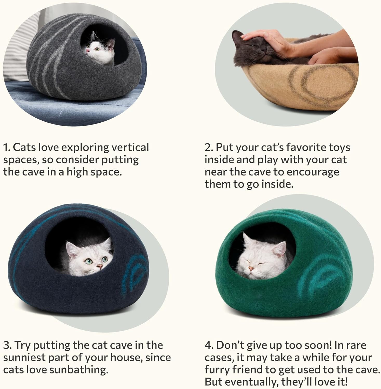 Cat Cave – Premium Felt Cat Bed for Indoor Cats, Handmade 100% Merino Wool (Large, Black Aqua) - pet needs705353045738Cat Cave – Premium Felt Cat Bed for Indoor Cats, Handmade 100% Merino Wool (Large, Black Aqua)Black AquaLargeLargepet needs