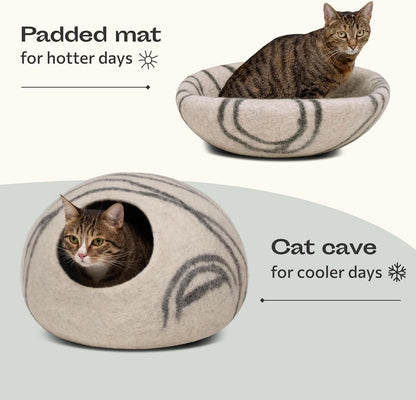 Cat Cave – Premium Felt Cat Bed for Indoor Cats, Handmade 100% Merino Wool (Light Grey, Large) - pet needs7445007174195Cat Cave – Premium Felt Cat Bed for Indoor Cats, Handmade 100% Merino Wool (Light Grey, Large)Light GreyLargeLargepet needs