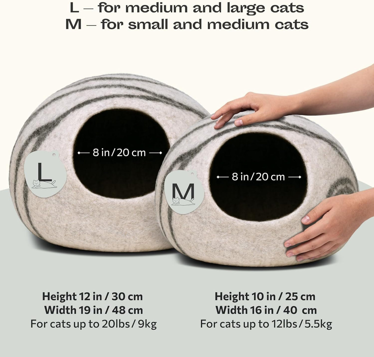 Cat Cave – Premium Felt Cat Bed for Indoor Cats, Handmade 100% Merino Wool (Light Grey, Medium) - pet needs705353167331Cat Cave – Premium Felt Cat Bed for Indoor Cats, Handmade 100% Merino Wool (Light Grey, Medium)Light GreyMediumMediumpet needs