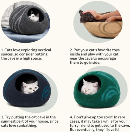 Cat Cave – Premium Felt Cat Bed for Indoor Cats, Handmade 100% Merino Wool (Light Grey, Medium) - pet needs705353167331Cat Cave – Premium Felt Cat Bed for Indoor Cats, Handmade 100% Merino Wool (Light Grey, Medium)Light GreyMediumMediumpet needs