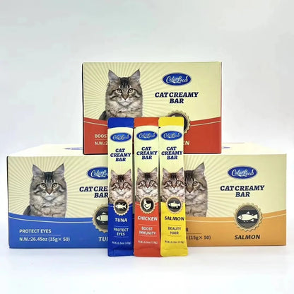 Cat Food OEM ODM Wet Pet Food Cat Treats Creamy Bar High Protein Pet Supplement15G*4 - pet needs313109498433Cat Food OEM ODM Wet Pet Food Cat Treats Creamy Bar High Protein Pet Supplement15G*4Salmon 20Pcspet needs