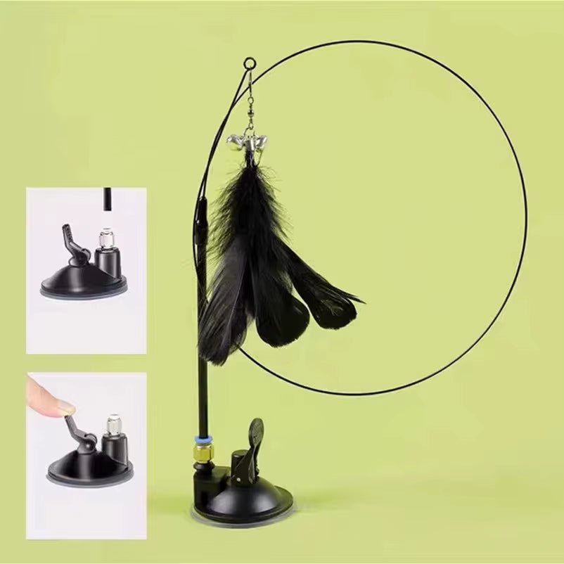 Cat Toy Feather Stick Interactive Toy Super Suction Kitten Toy Cup Removable 2 Feather Replacement Cat Accessories - pet needs744759995902Cat Toy Feather Stick Interactive Toy Super Suction Kitten Toy Cup Removable 2 Feather Replacement Cat AccessoriesSuper Suction CupBlackBlackpet needs
