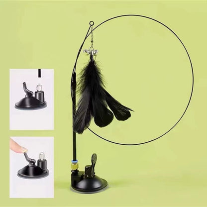 Cat Toy Feather Stick Interactive Toy Super Suction Kitten Toy Cup Removable 2 Feather Replacement Cat Accessories - pet needs744759995902Cat Toy Feather Stick Interactive Toy Super Suction Kitten Toy Cup Removable 2 Feather Replacement Cat AccessoriesSuper Suction CupBlackBlackpet needs