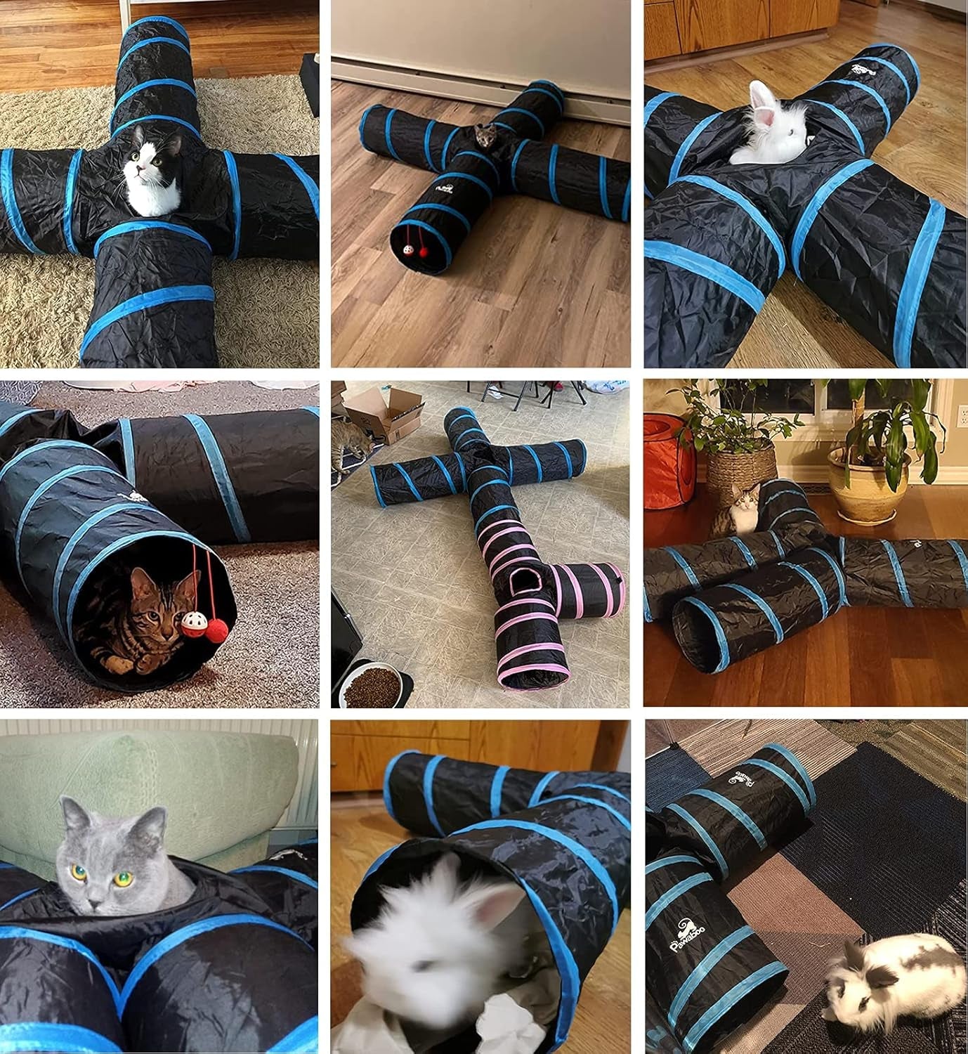 Cat Toys - 4 Way Cat Tunnel, Tube & Play Tent, 25X53Cm, Extensible, Interactive Maze with Balls & Bells for Kitten & Small Animal, Blue - pet needs744759035790Cat Toys - 4 Way Cat Tunnel, Tube & Play Tent, 25X53Cm, Extensible, Interactive Maze with Balls & Bells for Kitten & Small Animal, BlueBlue4 Way4 Waypet needs