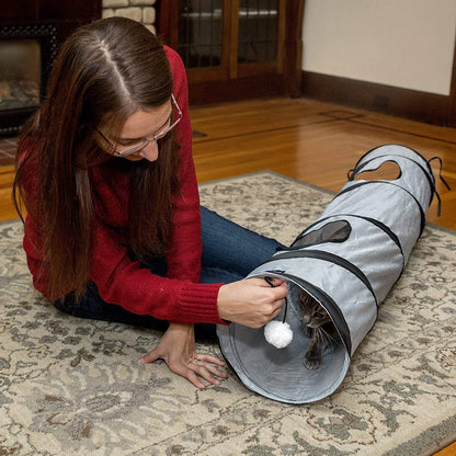 Cat Tunnel for Indoor Cats Collapsible Pop - Up Pet Tube Peek Hole Hideaway Play Toys for Cats with Ball - pet needs711181710816Cat Tunnel for Indoor Cats Collapsible Pop - Up Pet Tube Peek Hole Hideaway Play Toys for Cats with BallGreyOne WayOne Waypet needs