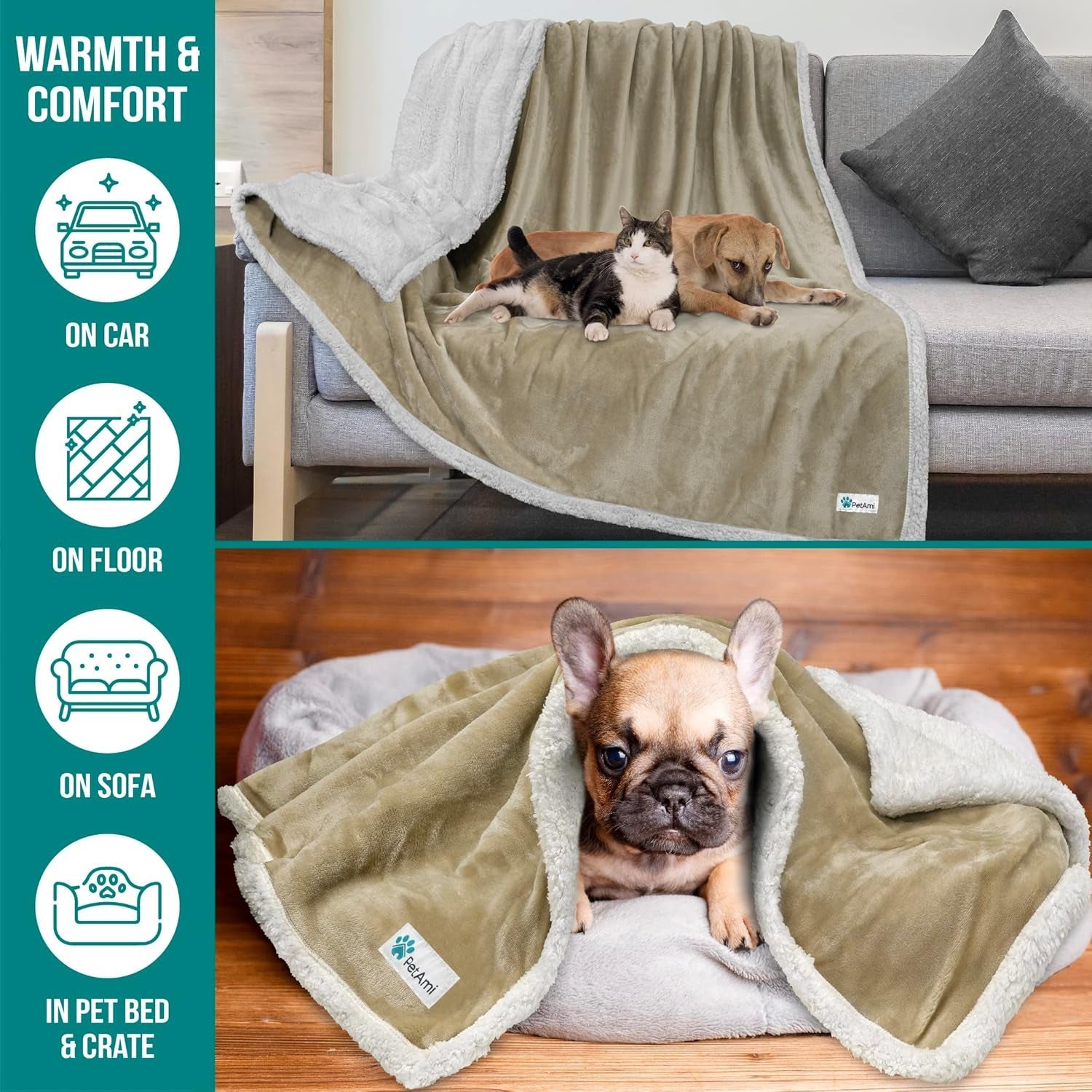 Dog Blanket for Bed, XL Pet Blanket Large Dogs, Fleece Furniture Couch Cover Protector Sofa Car Crate Kennel, Soft Sherpa Cat Throw Plush Reversible Washable, Twin 60X80 Taupe - pet needs7445024355362Dog Blanket for Bed, XL Pet Blanket Large Dogs, Fleece Furniture Couch Cover Protector Sofa Car Crate Kennel, Soft Sherpa Cat Throw Plush Reversible Washable, Twin 60X80 TaupeTaupeX - Large - 80 X 60 InchesX - Large - 80 X 60 Inchespet needs