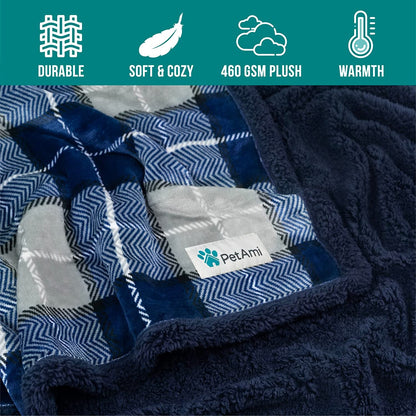 Dog Blanket for Bed, XL Pet Blanket Large Dogs, Fleece Furniture Couch Cover Protector Sofa Car Crate Kennel, Soft Sherpa Cat Throw Plush Reversible Washable, Twin 60X80 Plaid Navy Blue - pet needs705353556661Dog Blanket for Bed, XL Pet Blanket Large Dogs, Fleece Furniture Couch Cover Protector Sofa Car Crate Kennel, Soft Sherpa Cat Throw Plush Reversible Washable, Twin 60X80 Plaid Navy BluePlaid NavyX - Large - 80 X 60 InchesX - Large - 80 X 60 Inchespet needs
