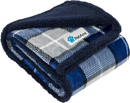 Dog Blanket for Medium Large Dogs, Pet Bed Blanket Cat Puppy Kitten, Fleece Furniture Couch Cover Protector Sofa Car, Soft Sherpa Dog Throw Plush Reversible Washable, 40X60 Plaid Navy Blue - pet needs744110979091Dog Blanket for Medium Large Dogs, Pet Bed Blanket Cat Puppy Kitten, Fleece Furniture Couch Cover Protector Sofa Car, Soft Sherpa Dog Throw Plush Reversible Washable, 40X60 Plaid Navy BluePlaid NavyLarge - 60 X 40 InchesLarge - 60 X 40 Inchespet needs
