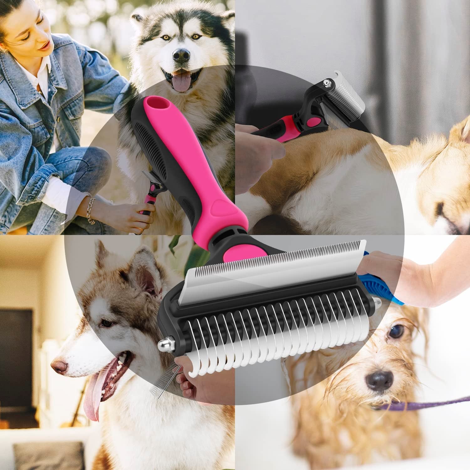 Dog Brush and Cat Brush, 2 in 1 Pet Undercoat Rake Grooming Tool for Deshedding, Mats & Tangles Removing, Shedding Brush and Dematting Comb for Large Small Dogs & Cats' Long & Short Hair Remover - pet needs7445032484412Dog Brush and Cat Brush, 2 in 1 Pet Undercoat Rake Grooming Tool for Deshedding, Mats & Tangles Removing, Shedding Brush and Dematting Comb for Large Small Dogs & Cats' Long & Short Hair Removerpet needs