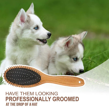 Dog Brush, Double Sided Pet Slicker Brush with Bamboo Handle for Dogs and Cats Long Hair Pets Grooming Comb for Removing Shedding, Tangles and Dead Undercoat - pet needs744110294972Dog Brush, Double Sided Pet Slicker Brush with Bamboo Handle for Dogs and Cats Long Hair Pets Grooming Comb for Removing Shedding, Tangles and Dead UndercoatDog Brush - 01pet needs