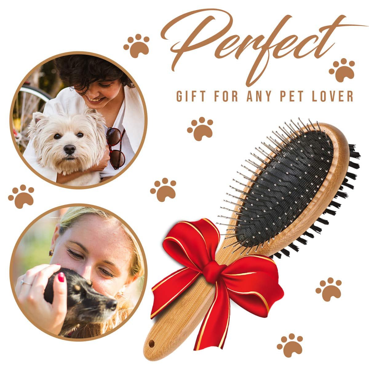 Dog Brush, Double Sided Pet Slicker Brush with Bamboo Handle for Dogs and Cats Long Hair Pets Grooming Comb for Removing Shedding, Tangles and Dead Undercoat - pet needs744110294972Dog Brush, Double Sided Pet Slicker Brush with Bamboo Handle for Dogs and Cats Long Hair Pets Grooming Comb for Removing Shedding, Tangles and Dead UndercoatDog Brush - 01pet needs