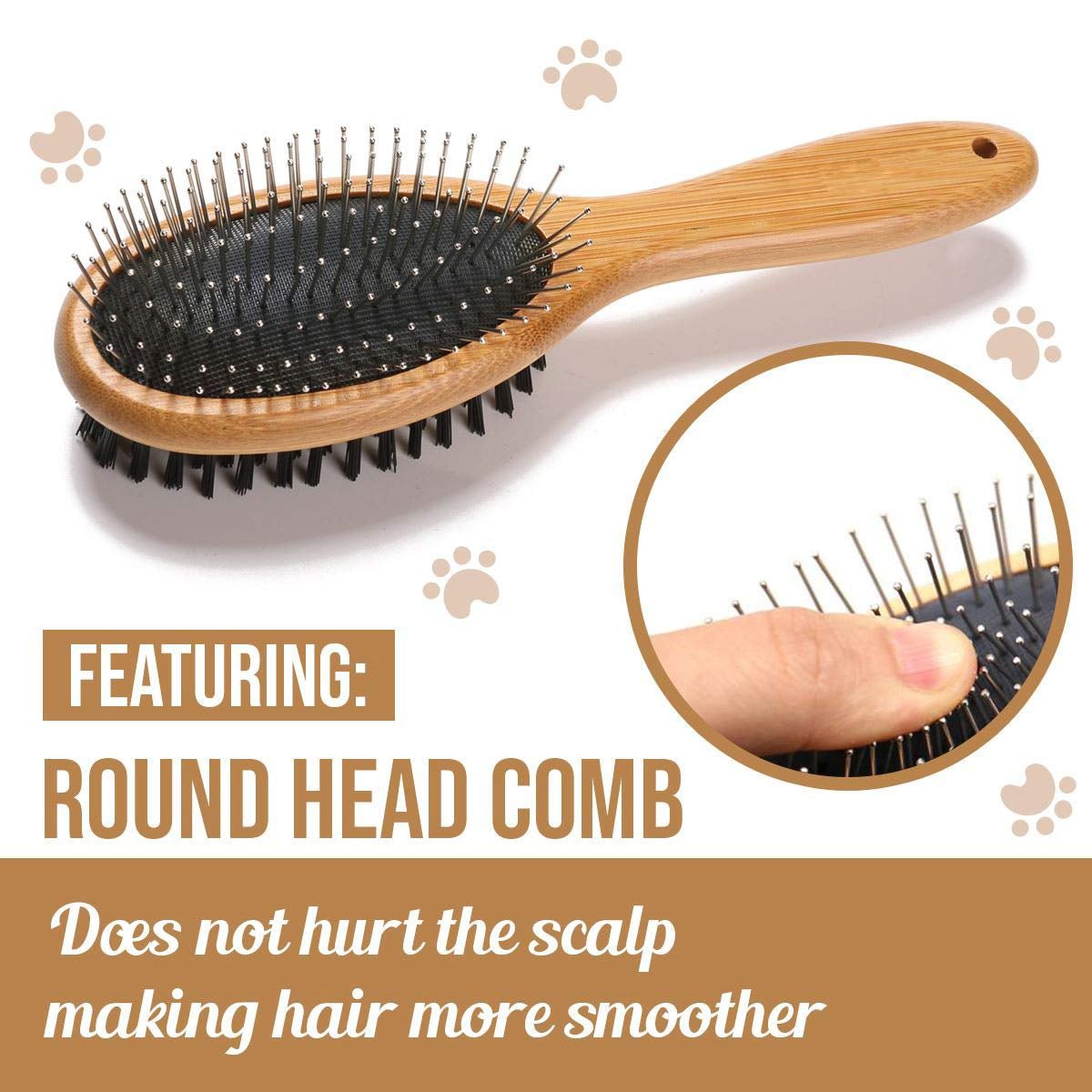 Dog Brush, Double Sided Pet Slicker Brush with Bamboo Handle for Dogs and Cats Long Hair Pets Grooming Comb for Removing Shedding, Tangles and Dead Undercoat - pet needs744110294972Dog Brush, Double Sided Pet Slicker Brush with Bamboo Handle for Dogs and Cats Long Hair Pets Grooming Comb for Removing Shedding, Tangles and Dead UndercoatDog Brush - 01pet needs
