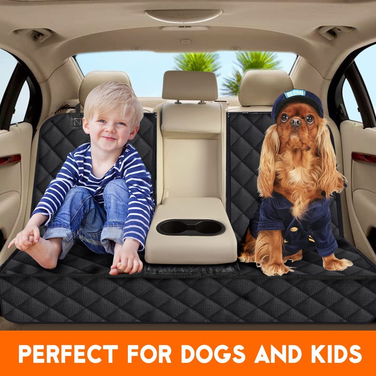 Dog Car Seat Cover, Back Seat Cover for Dogs Pet Car Seat Protector Waterproof Bench Car Seat Cover, Non - Slip Reat Seat Cover Fits Middle Armrest for Most Cars Trucks Suvs - Black - pet needs711181750843Dog Car Seat Cover, Back Seat Cover for Dogs Pet Car Seat Protector Waterproof Bench Car Seat Cover, Non - Slip Reat Seat Cover Fits Middle Armrest for Most Cars Trucks Suvs - BlackBlackpet needs