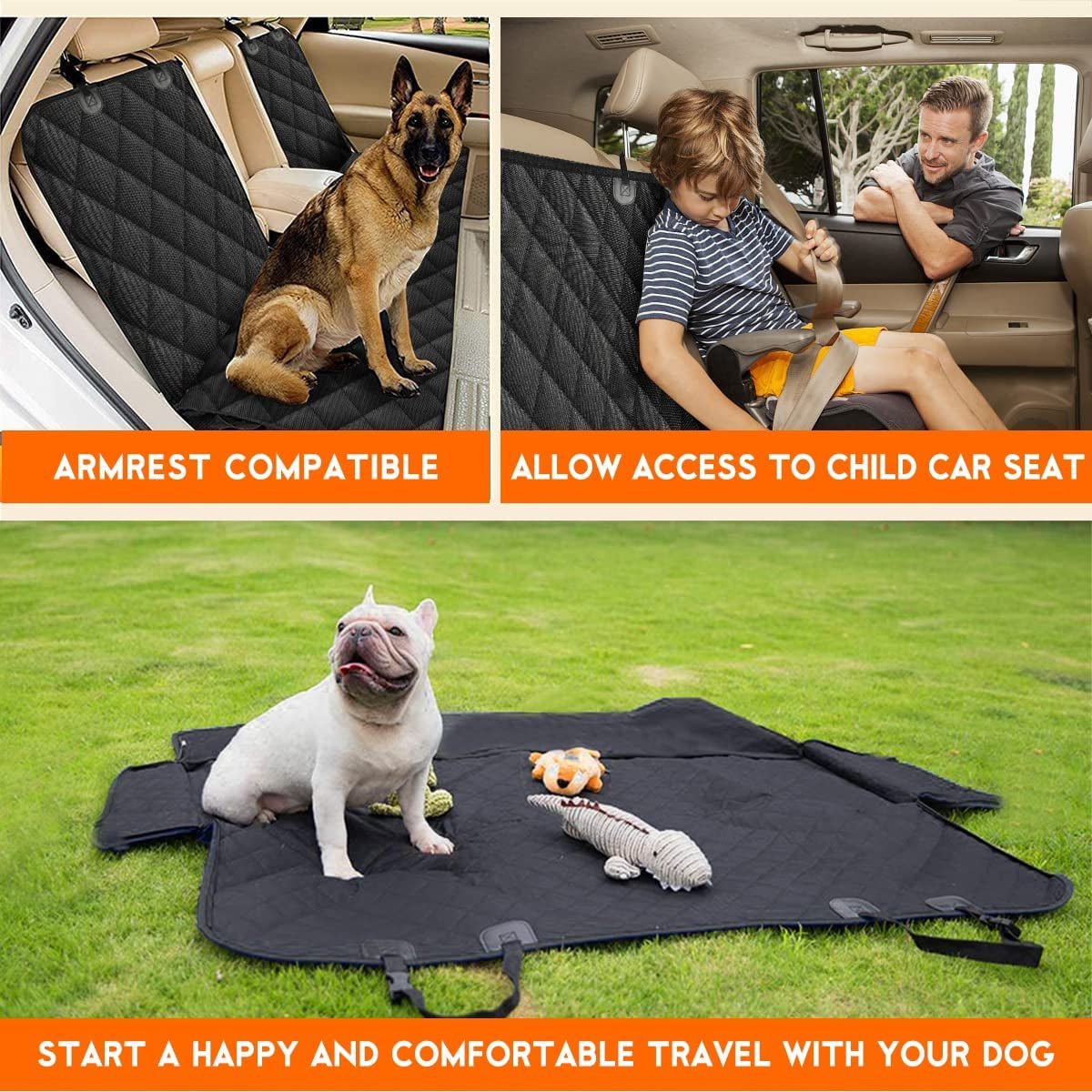 Dog Car Seat Cover, Back Seat Cover for Dogs Pet Car Seat Protector Waterproof Bench Car Seat Cover, Non - Slip Reat Seat Cover Fits Middle Armrest for Most Cars Trucks Suvs - Black - pet needs711181750843Dog Car Seat Cover, Back Seat Cover for Dogs Pet Car Seat Protector Waterproof Bench Car Seat Cover, Non - Slip Reat Seat Cover Fits Middle Armrest for Most Cars Trucks Suvs - BlackBlackpet needs