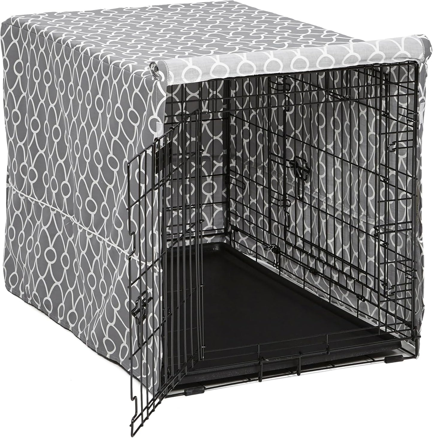 Dog Crate Cover with Teflon Fabric Protector, Poly - Cotton Privacy Kennel Cover Fits Most 36 - Inch Crates, Gray Designer Print, Washable, Reduces Barking - pet needs7445030468469Dog Crate Cover with Teflon Fabric Protector, Poly - Cotton Privacy Kennel Cover Fits Most 36 - Inch Crates, Gray Designer Print, Washable, Reduces BarkingGray Geometric Pattern36 - Inch36 - Inchpet needs