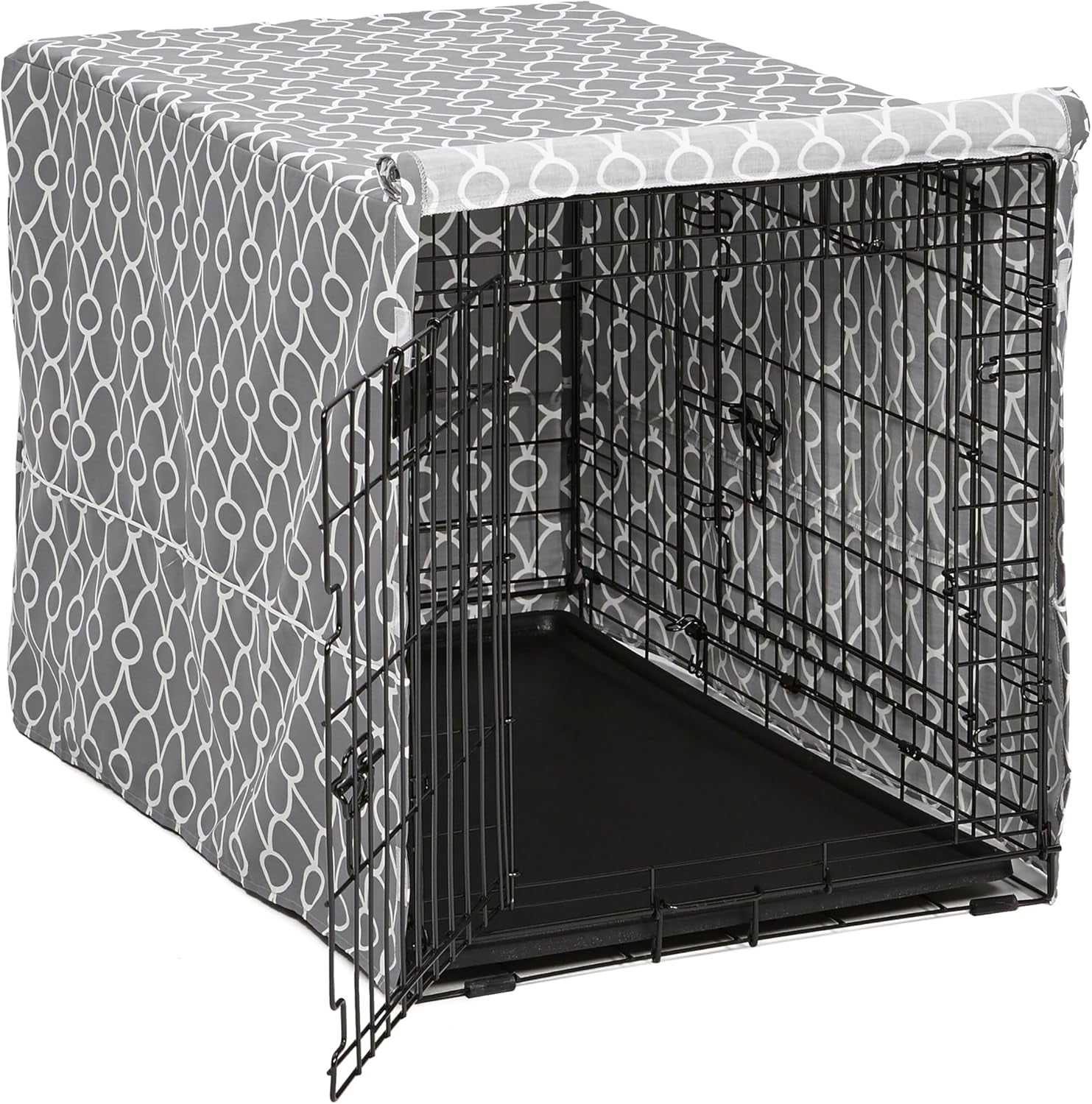 Dog Crate Cover with Teflon Fabric Protector, Poly - Cotton Privacy Kennel Cover Fits Most 36 - Inch Crates, Gray Designer Print, Washable, Reduces Barking - pet needs7445030468469Dog Crate Cover with Teflon Fabric Protector, Poly - Cotton Privacy Kennel Cover Fits Most 36 - Inch Crates, Gray Designer Print, Washable, Reduces BarkingGray Geometric Pattern36 - Inch36 - Inchpet needs