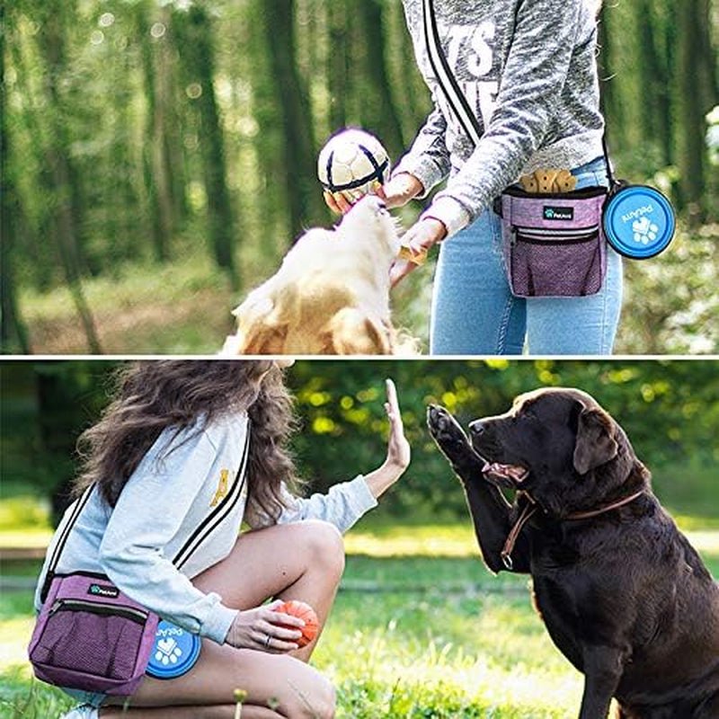 Dog Treat Pouch, Pet Treat Pouch for Training, Dog Walking Bag Holder for Kibbles, Pet Food Toy, Dog Trainer Essentials Supplies, Poop Bag Dispenser, 3 Ways to Wear (Purple) - pet needs744759111685Dog Treat Pouch, Pet Treat Pouch for Training, Dog Walking Bag Holder for Kibbles, Pet Food Toy, Dog Trainer Essentials Supplies, Poop Bag Dispenser, 3 Ways to Wear (Purple)Heather PurpleOne SizeOne Sizepet needs