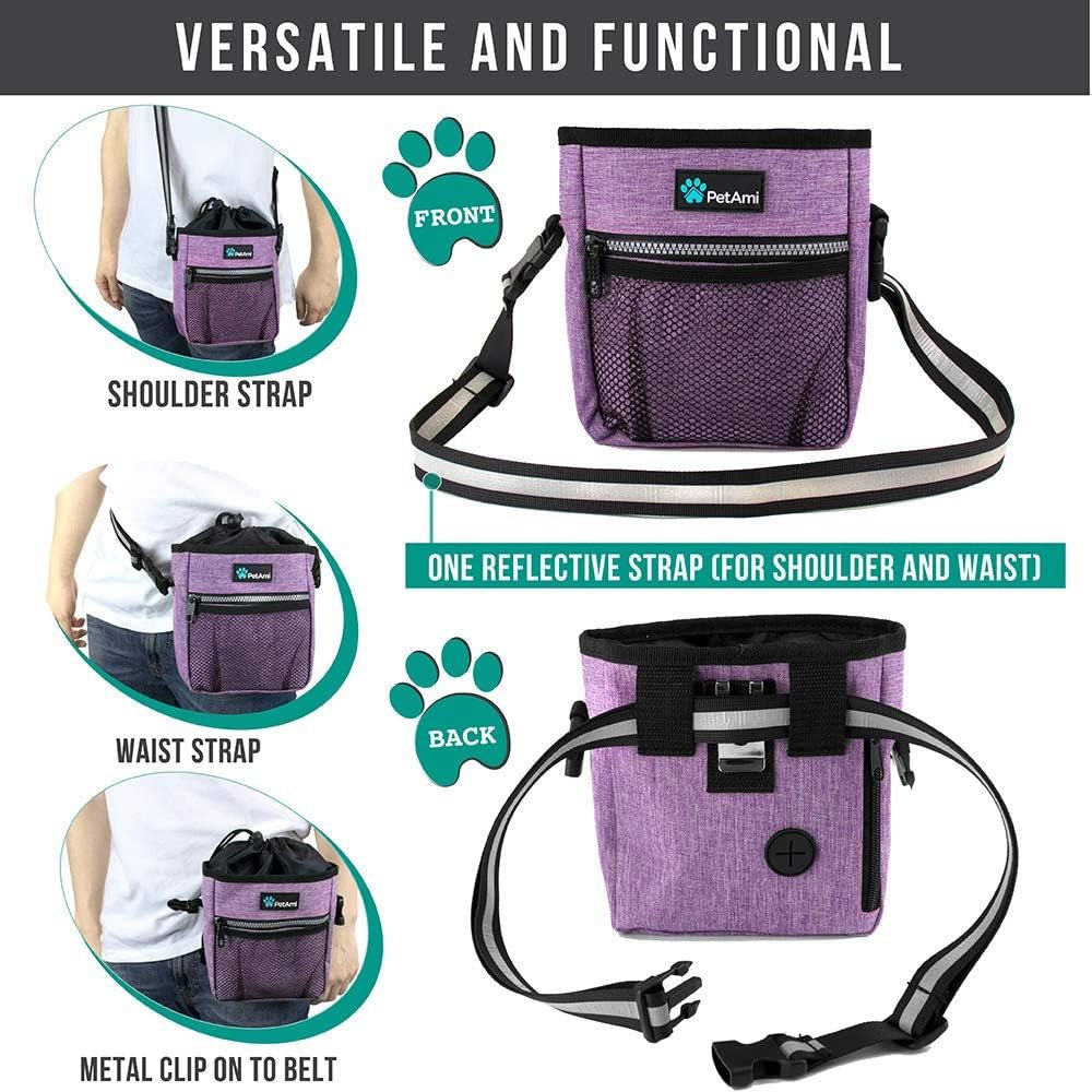 Dog Treat Pouch, Pet Treat Pouch for Training, Dog Walking Bag Holder for Kibbles, Pet Food Toy, Dog Trainer Essentials Supplies, Poop Bag Dispenser, 3 Ways to Wear (Purple) - pet needs744759111685Dog Treat Pouch, Pet Treat Pouch for Training, Dog Walking Bag Holder for Kibbles, Pet Food Toy, Dog Trainer Essentials Supplies, Poop Bag Dispenser, 3 Ways to Wear (Purple)Heather PurpleOne SizeOne Sizepet needs