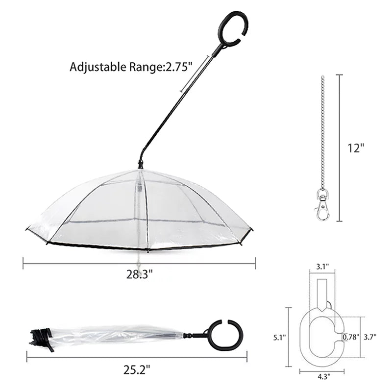 Dog Umbrella, Clear Pet Umbrella Flexible Handle Umbrella for Dog with Rope for Small Pets - pet needs726084477582Dog Umbrella, Clear Pet Umbrella Flexible Handle Umbrella for Dog with Rope for Small Petspet needs