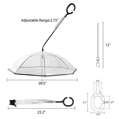 Dog Umbrella, Clear Pet Umbrella Flexible Handle Umbrella for Dog with Rope for Small Pets - pet needs726084477582Dog Umbrella, Clear Pet Umbrella Flexible Handle Umbrella for Dog with Rope for Small Petspet needs